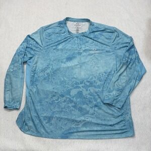 Realtree Long Sleeve Performance Fishing Shirt Ocean Blue Marble Pattern  XXXL